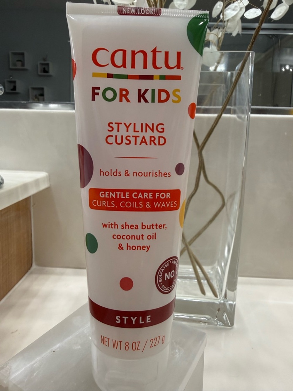 Cantu For Kids Styling Custard - White with Multicolor Dots